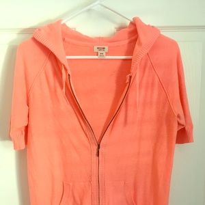 Neon peach short sleeved hoodie